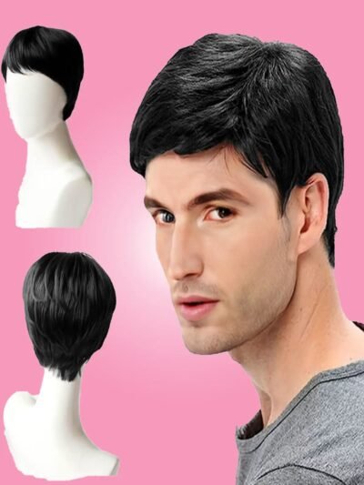 Premium Men Shiny Black Hair Wig